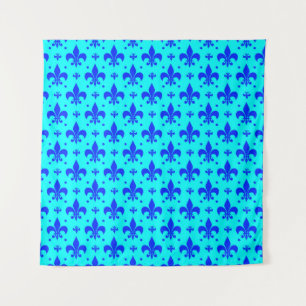 Blue Fleur-de-lis Pattern Design Tapestry