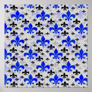 Blue Fleur De Lis Surface Pattern Design Download Poster