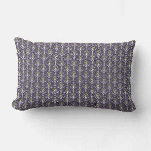 Blue Fleur Pattern Vintage Lumbar Pillow