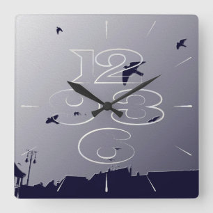Blue flight square wall clock