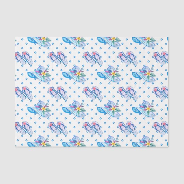 Blue Flip Flops and Sun hat Tissue Paper (Front)