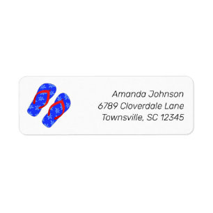 Blue Flip Flops Summer Beach Return Address Label