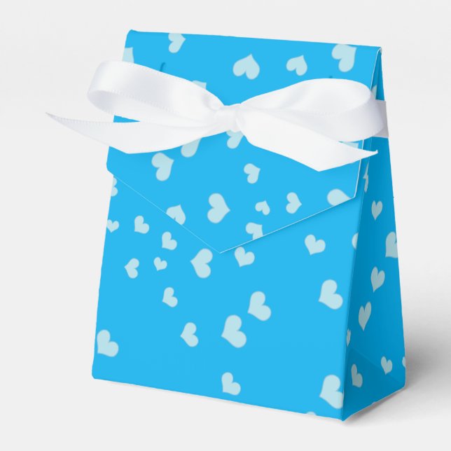Blue Floating Hearts Favour Box (Front Side)