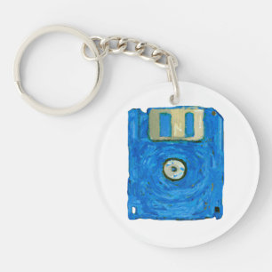 Blue floppy disk by Vincent van Gogh Key Ring