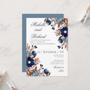 Blue Flora Wedding Invitation