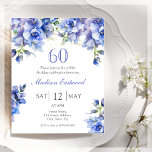 Blue Floral 60th Birthday Budget Invitation<br><div class="desc">Looking for the perfect invitation for your upcoming 60th birthday bash? Look no further than these dreamy blue-purple floral paper invitations! With a delicate and beautiful design featuring pretty watercolor blue purple delphinium flowers with elegant font,  these affordable paper invitations will impress all your guests.</div>