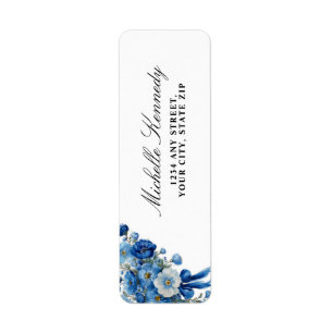 Blue Floral A New Chapter Bridal Shower  Return Address Label
