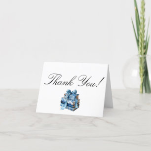 Blue Floral A New Chapter Bridal Shower  Thank You Card