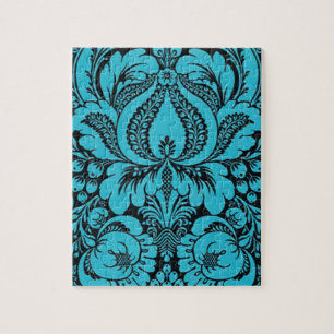 Blue Floral Abstract Art Jigsaw Puzzle