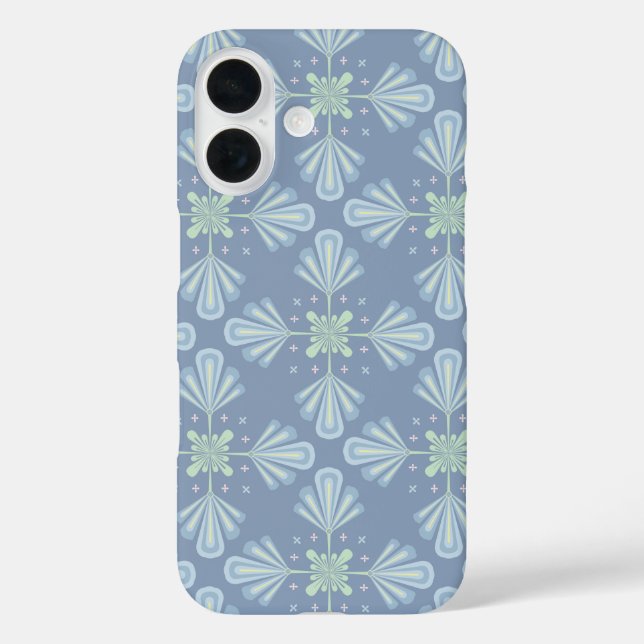 Blue Floral Abstract Pattern Case-Mate iPhone Case (Back)