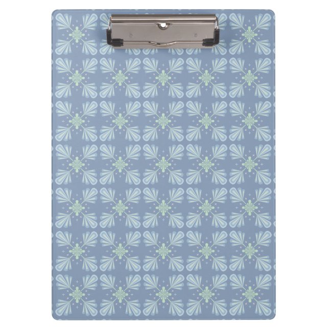 Blue Floral Abstract Pattern Clipboard (Front)