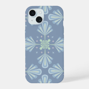 Blue Floral Abstract Pattern iPhone 15 Case