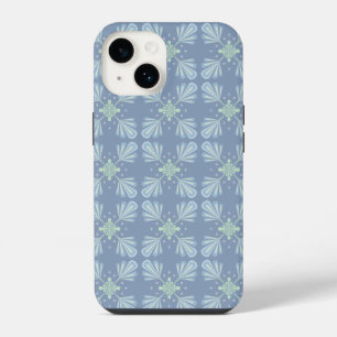 Blue Floral Abstract Pattern iPhone 14 Case