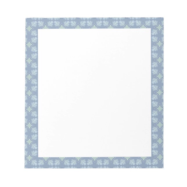 Blue Floral Abstract Pattern Notepad (Front)