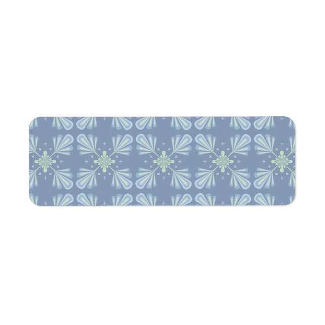 Blue Floral Abstract Pattern Return Address Label (Front)