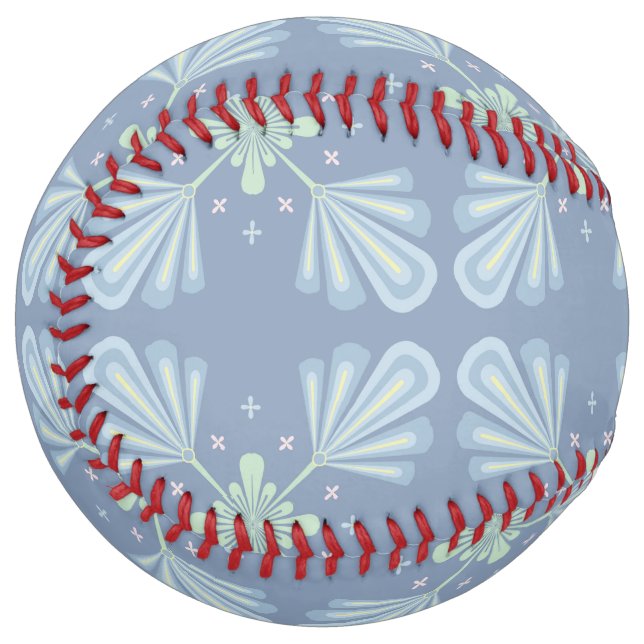 Blue Floral Abstract Pattern Softball (Front Left)