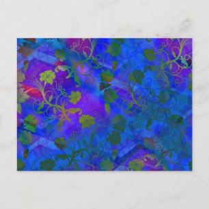 Blue Floral Abstract Postcard
