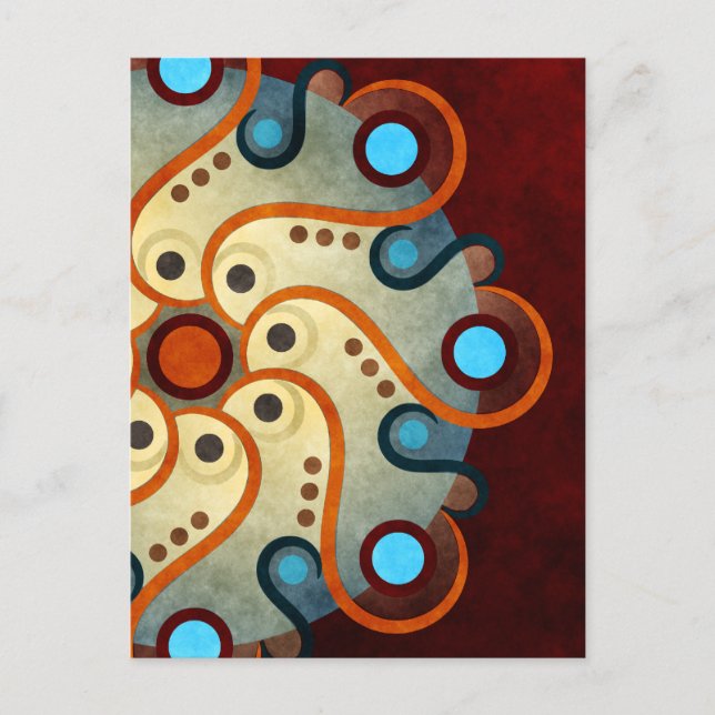 Blue Floral Abstract Vector Art Postcard (Front)