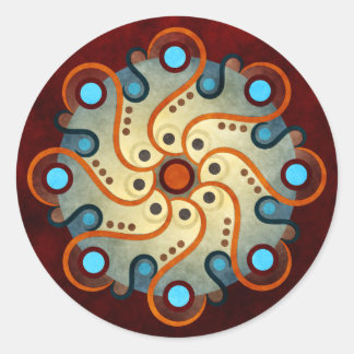 Blue Floral Abstract Vector Art Round Sticker