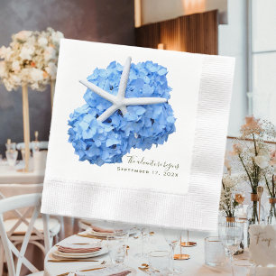 Blue Floral Adventure Begins Wedding Napkins