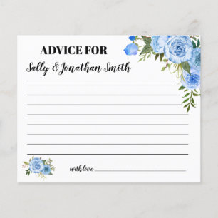 Blue Floral Advice for Mum & Dad Baby Shower card