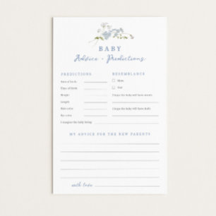 Blue Floral Advice Predictions Baby Shower Game