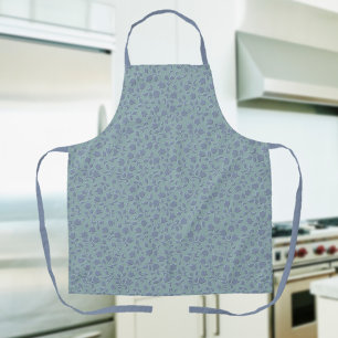 Blue Floral All-Over Print Apron
