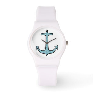 Blue Floral Anchor Watch
