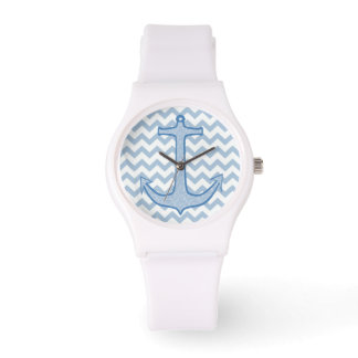 Blue Floral Anchor Watch