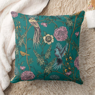 Blue Floral and Bird Floral  Cushion