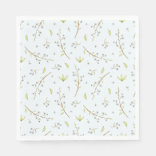 Blue Floral and Greenery boy baby shower Napkin