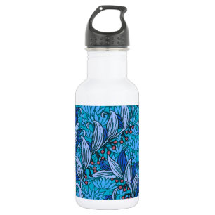 Blue Floral Antique Boho Modern 532 Ml Water Bottle