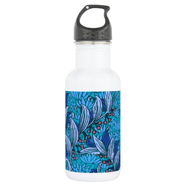Blue Floral Antique Boho Modern 532 Ml Water Bottle (Front)