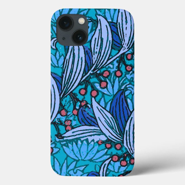 Blue Floral Antique Boho Modern Case-Mate iPhone Case (Back)
