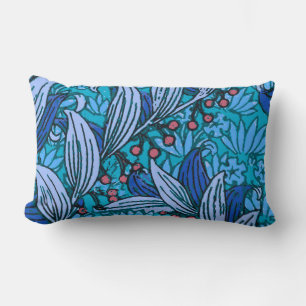 Blue Floral Antique Boho Modern Lumbar Cushion