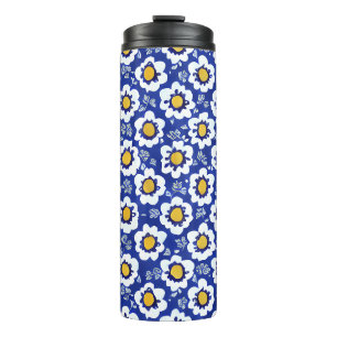Blue Floral Arabic Pattern Thermal Tumbler