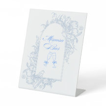 Blue Floral Arch Framed Mimosa Bar Sign