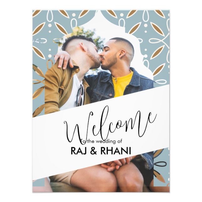 Blue Floral Arch India-Inspired Wedding Photo  (Front)