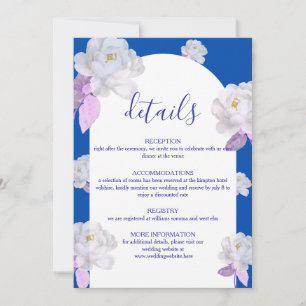 Blue Floral Arch Wedding Details Card