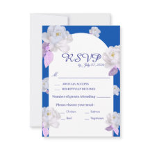 Blue Floral Arch Wedding RSVP Card