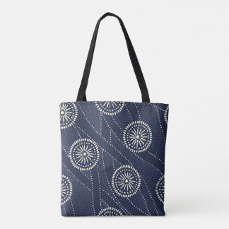 Blue floral art tote bag