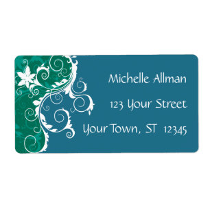 Blue Floral Avery Label