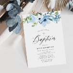blue floral baby boy baptism invitation<br><div class="desc">beautiful watercolor blue design. The text and wording along with other features of this design can be customised.</div>