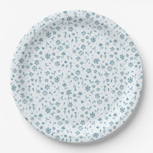 Blue Floral Baby in Bloom boy baby shower Paper Plate