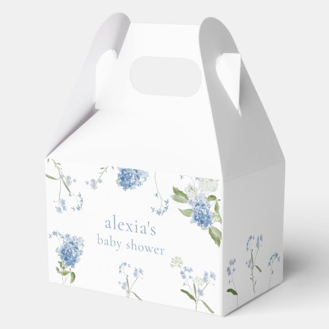 Blue Floral Baby in Bloom Boy Flowers Favour Box (Front)