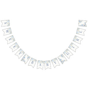 Blue Floral Baby in Bloom Hydrangea Baby Shower Bunting