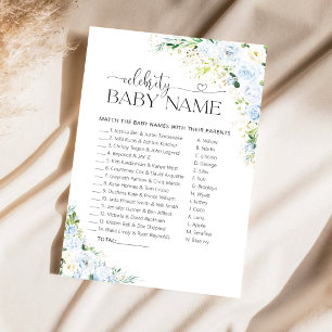  Blue Floral Baby Shower Celebrity Baby Name Game