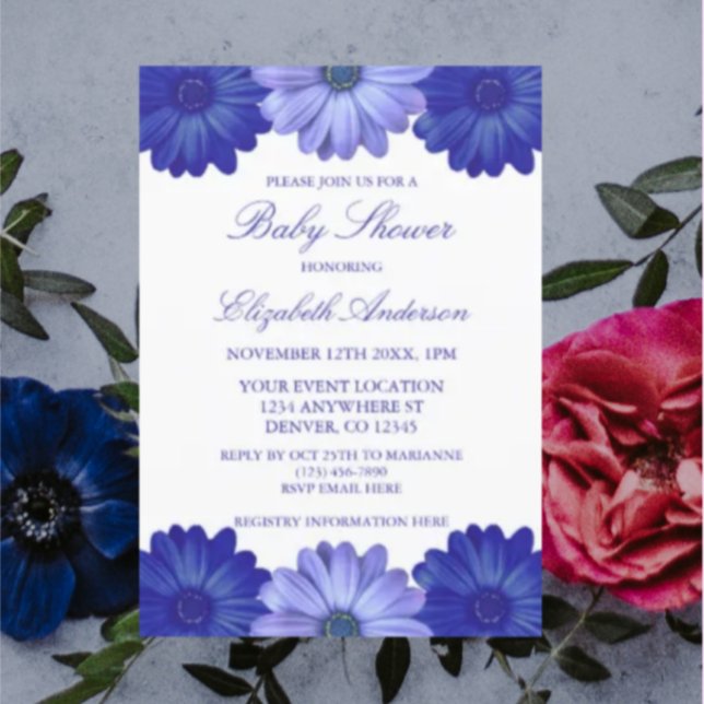 Blue Floral Baby Shower Invitation (Creator Uploaded)