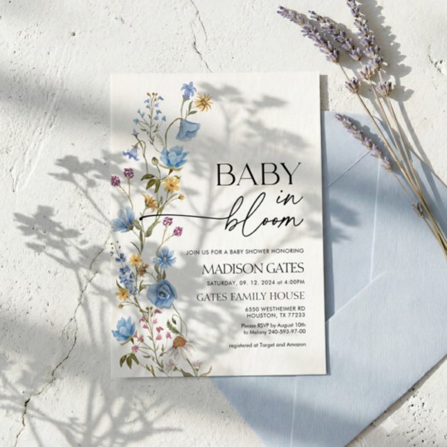 Blue Floral Baby Shower Invitation, Baby in Bloom  Invitation (Creator Uploaded)