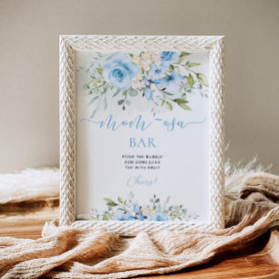 Blue Floral baby shower Mum-osa bar sign
